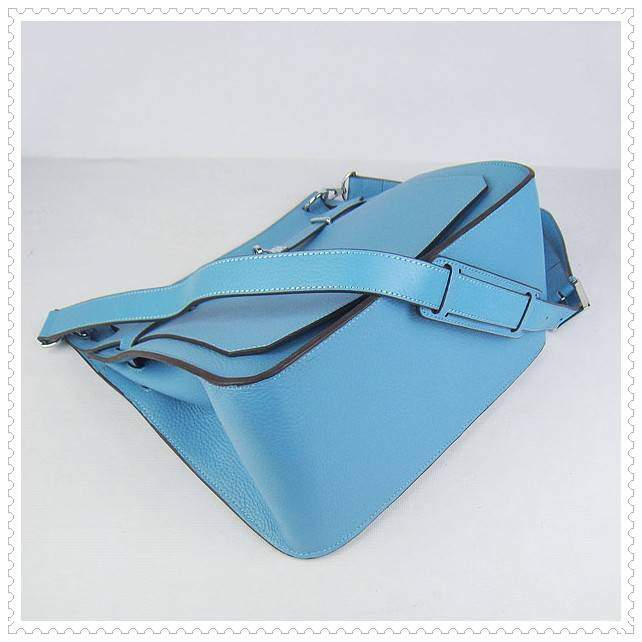 Hermes Jypsiere shoulder bag light blue with silver hardware - Click Image to Close